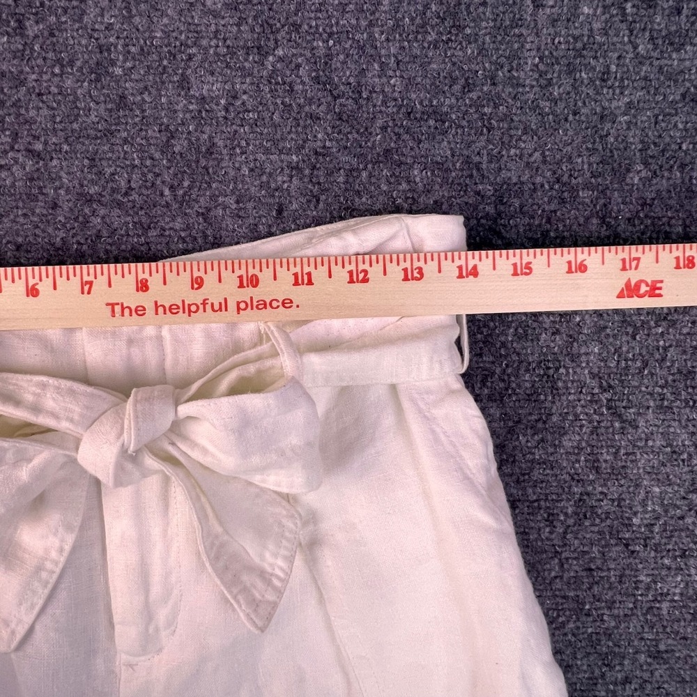 Lauren Ralph Lauren White 100% Linen Paperbag Waist Belted Shorts Women's 0 - Picture 7 of 8